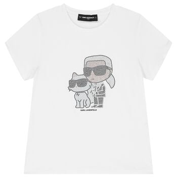 Girls White Ikonik Logo T-Shirt