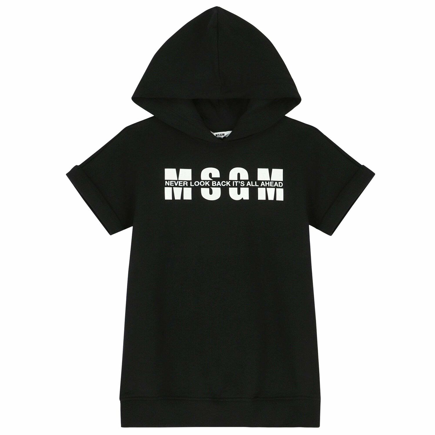 Girls Black Logo Hooded Dress, 3, hi-res image number null