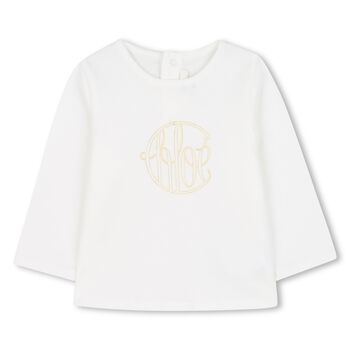 Younger Girls Pink Logo Long Sleeve Top