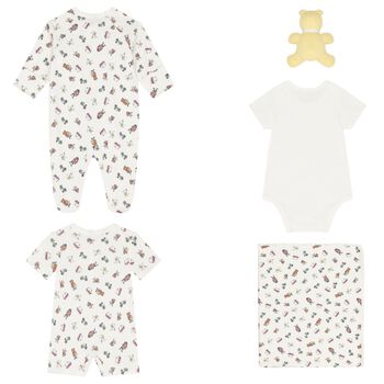 Ivory Cotton Playful Bear Print Baby Gift Set