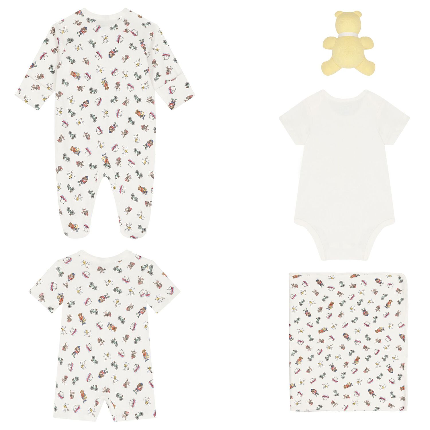 Ivory Cotton Playful Bear Print Baby Gift Set, 1, hi-res image number null