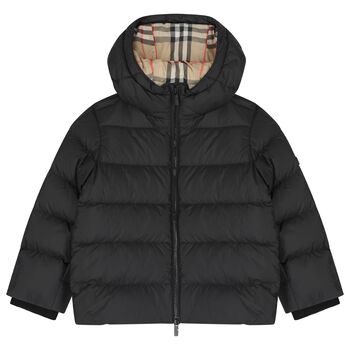 Black Logo Padded Puffer Jacket