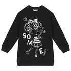 Girls Black & Silver Sweatshirt Dress, 1, hi-res