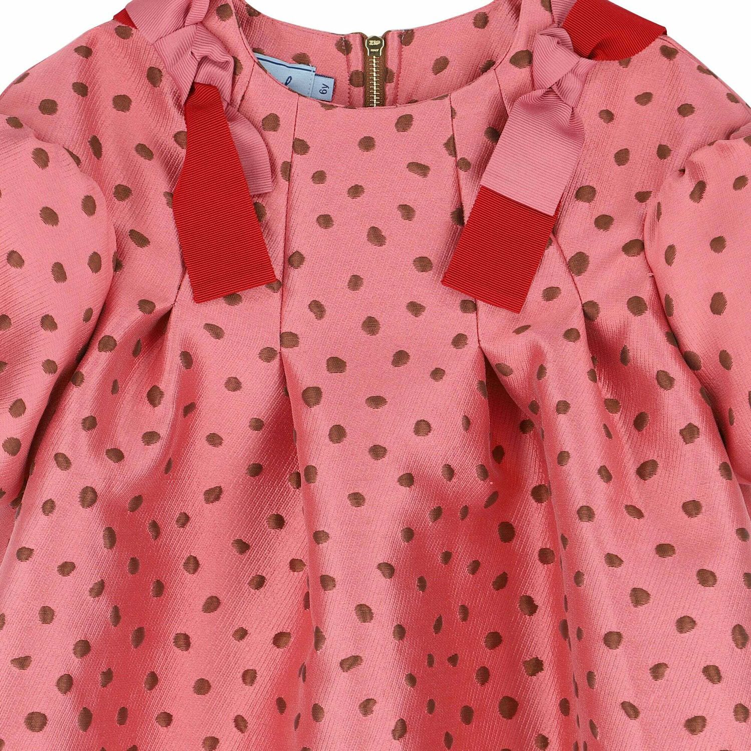 Girls Pink Polka Dot Print Dress, 1, hi-res