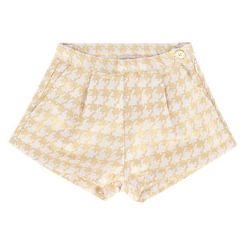 Girls Ivory & Gold Shorts