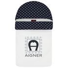 Baby Boys White & Navy Blue Logo Nest, 1, hi-res