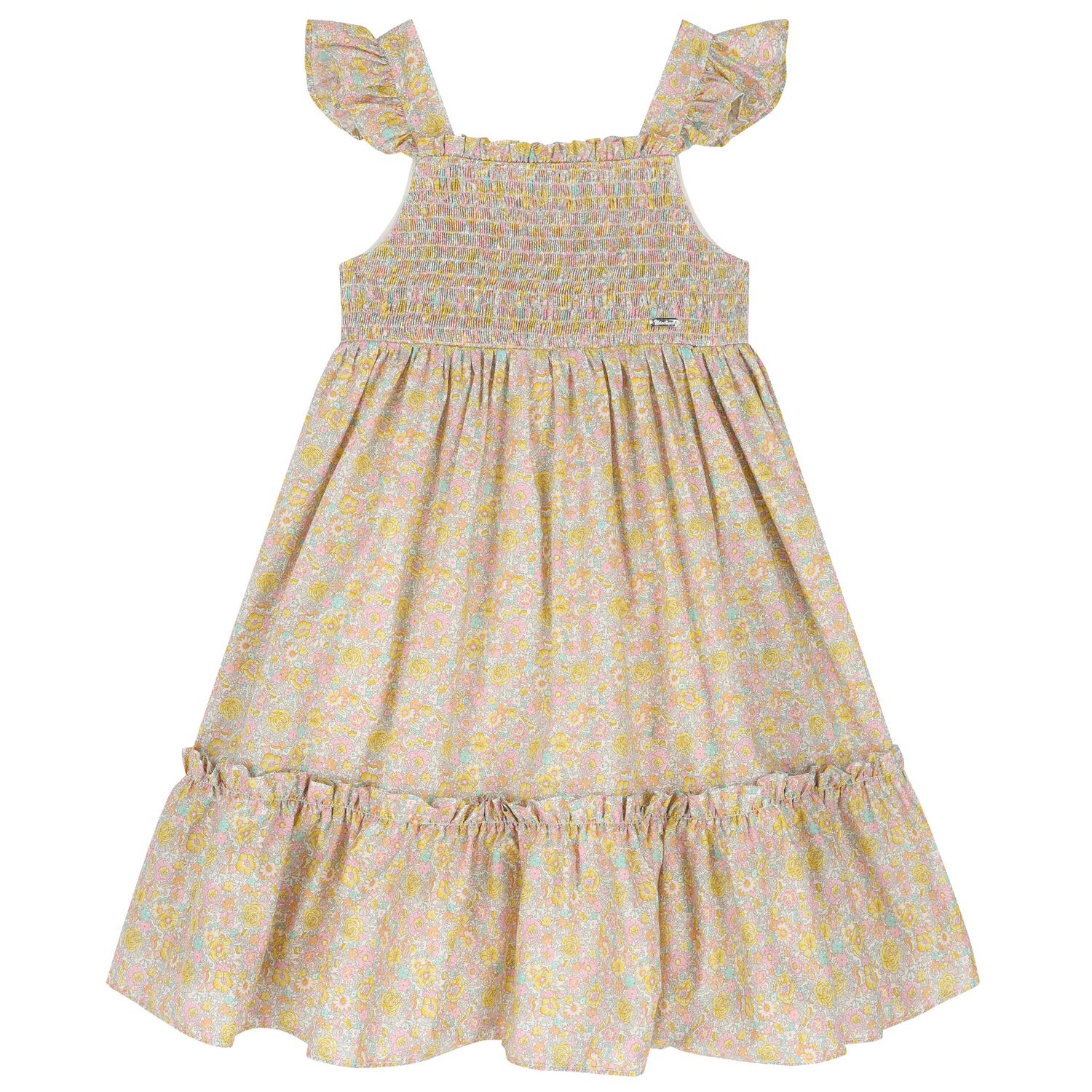 Girls Pink & Yellow Liberty Dress, 1, hi-res