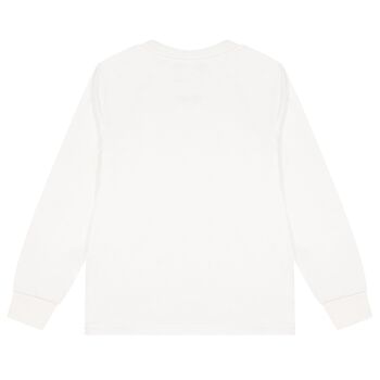 Boys White Logo Long Sleeve Top
