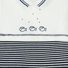 Baby Boys White & Navy Striped Babygrow, 1, hi-res