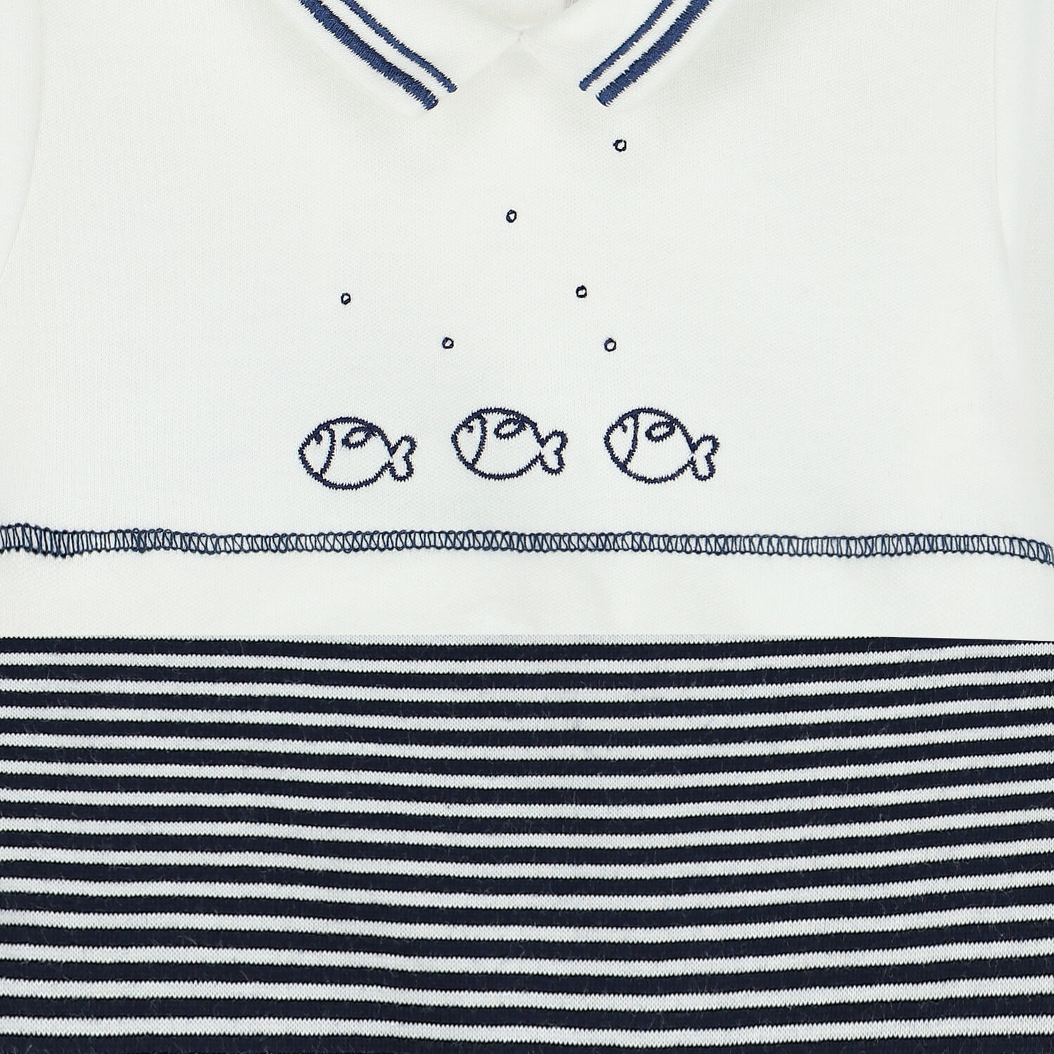 Baby Boys White & Navy Striped Babygrow, 1, hi-res