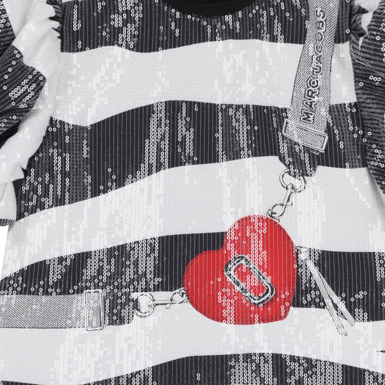 Girls Black & Ivory Zebra Sequin Dress, 1, hi-res