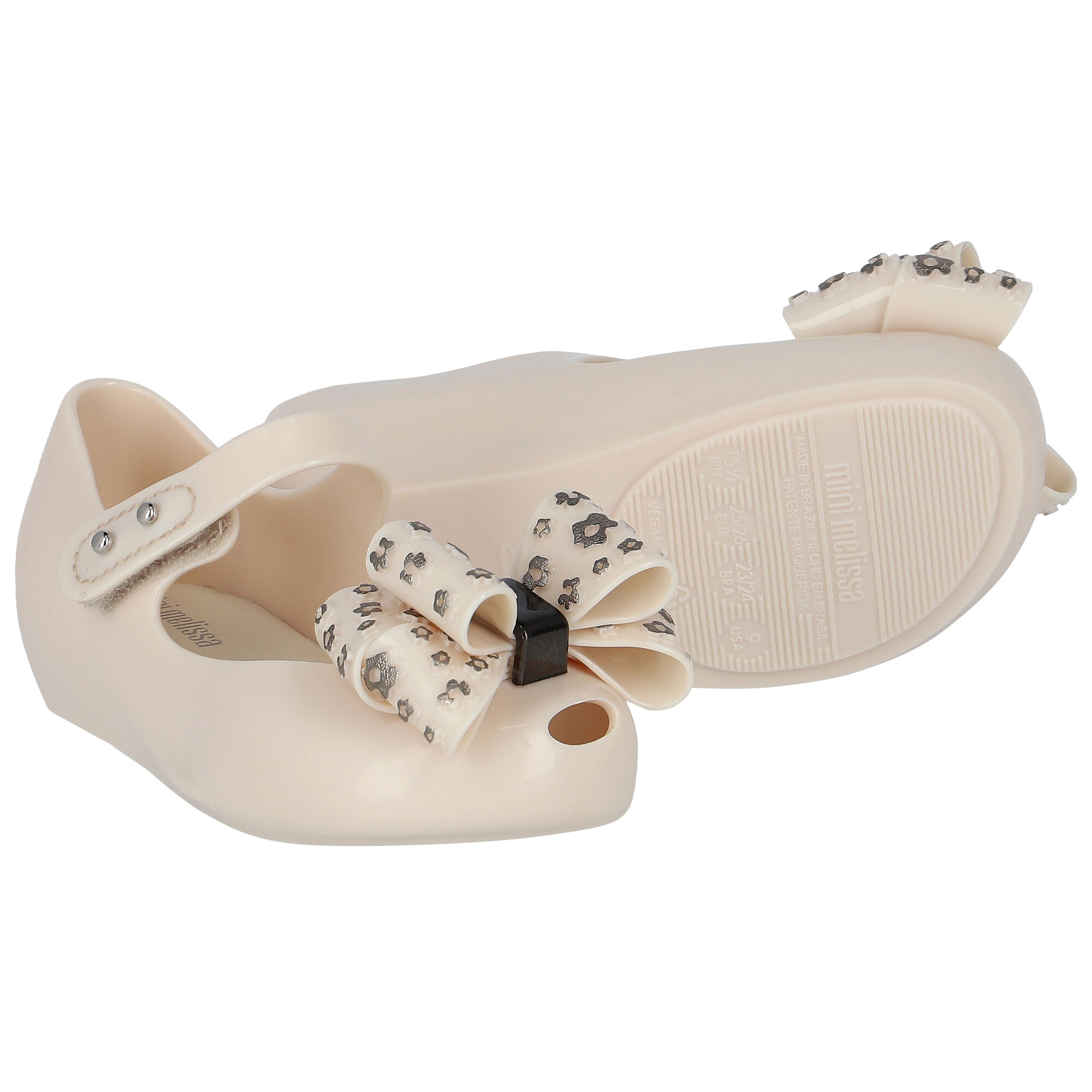 Mini Melissa Younger Girls Beige Bow Jelly Shoes Junior Couture UK