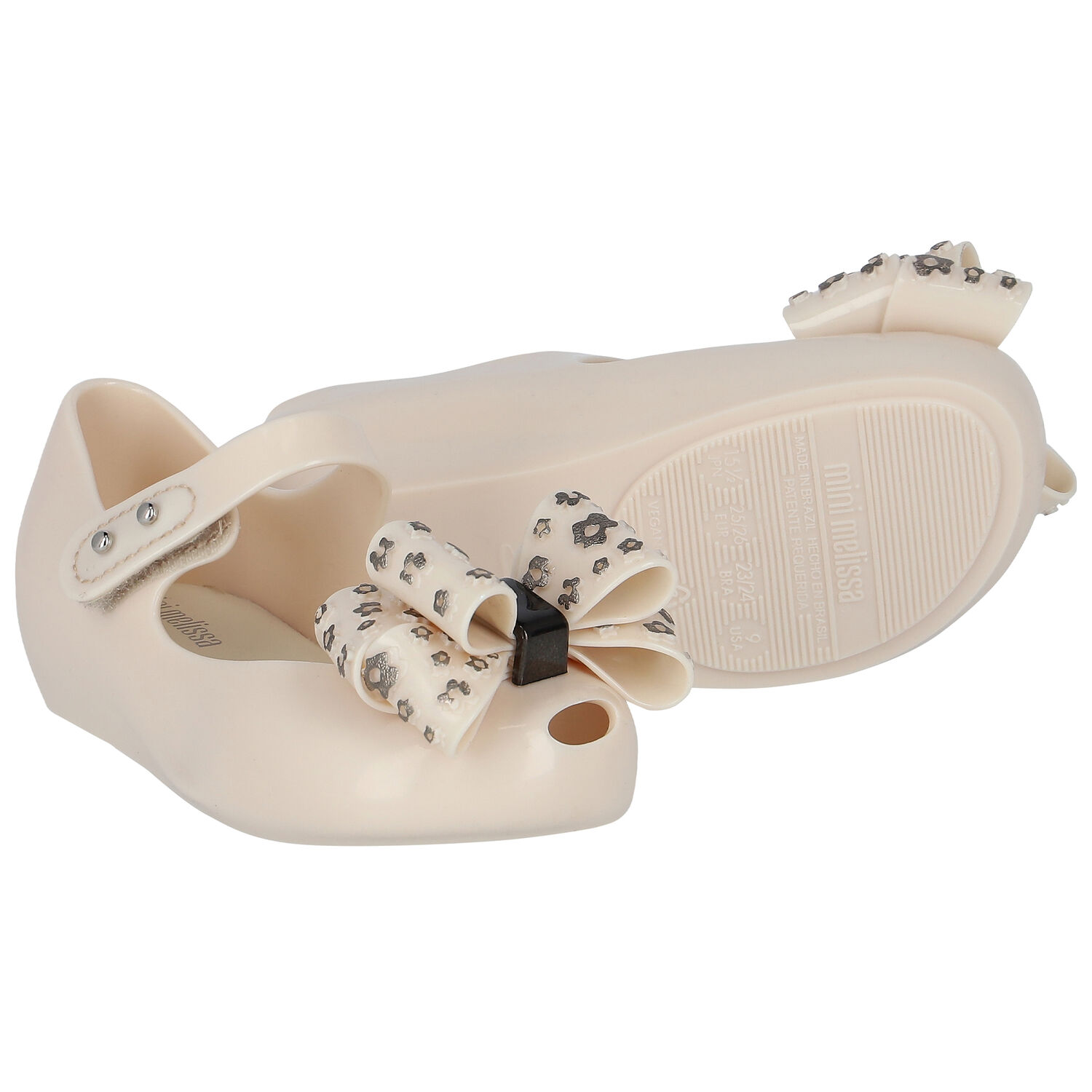Younger Girls Beige Bow Jelly Shoes, 1, hi-res