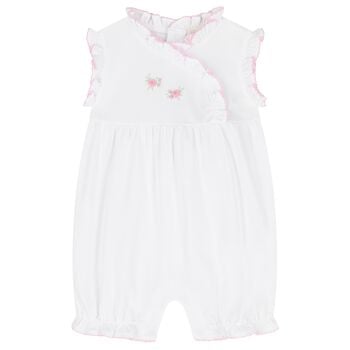 Baby Girls White Cottage Roses Romper