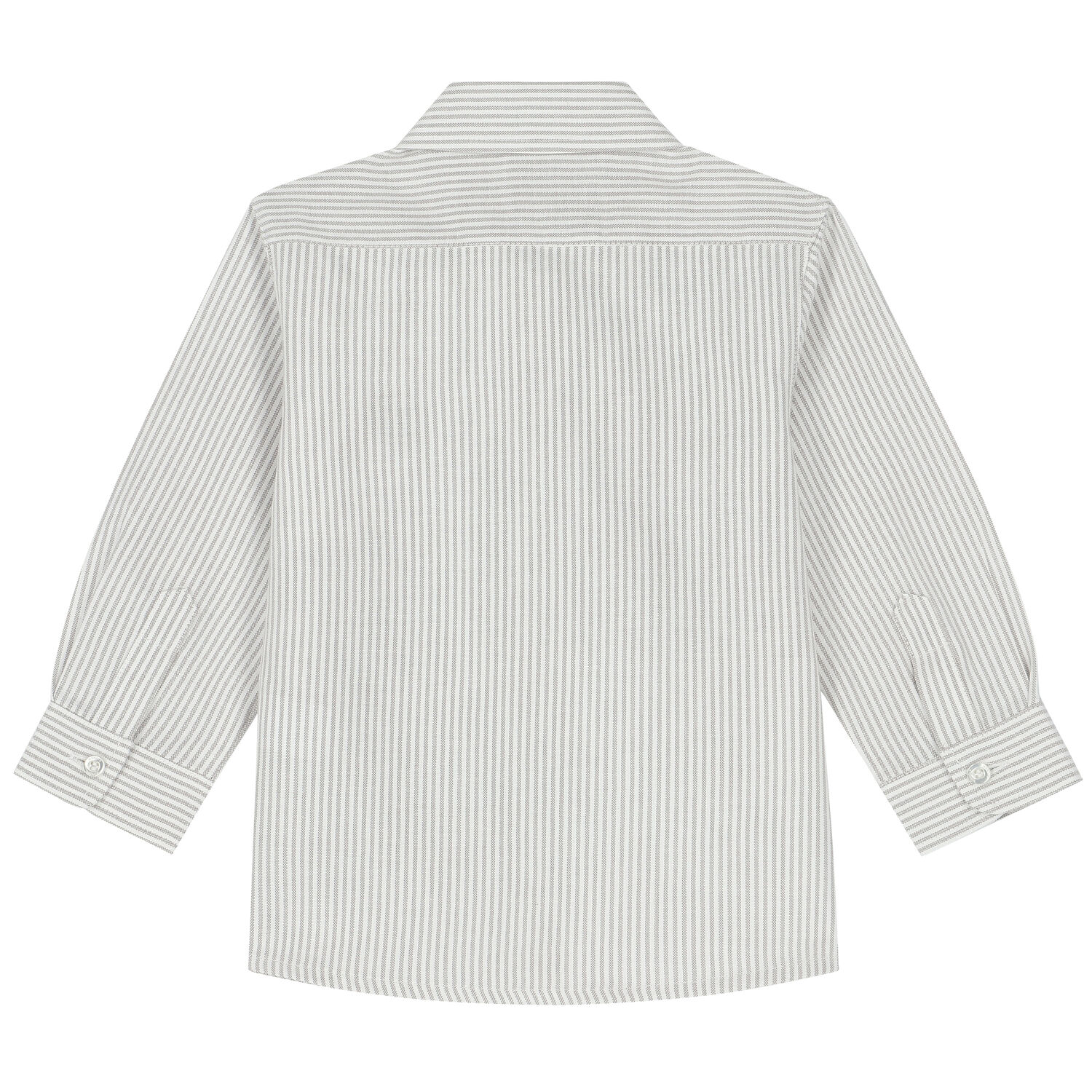 Younger Boys White & Grey Striped Logo Shirt, 1, hi-res