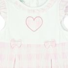 Baby Girls Pink & White Embroidered Romper, 1, hi-res