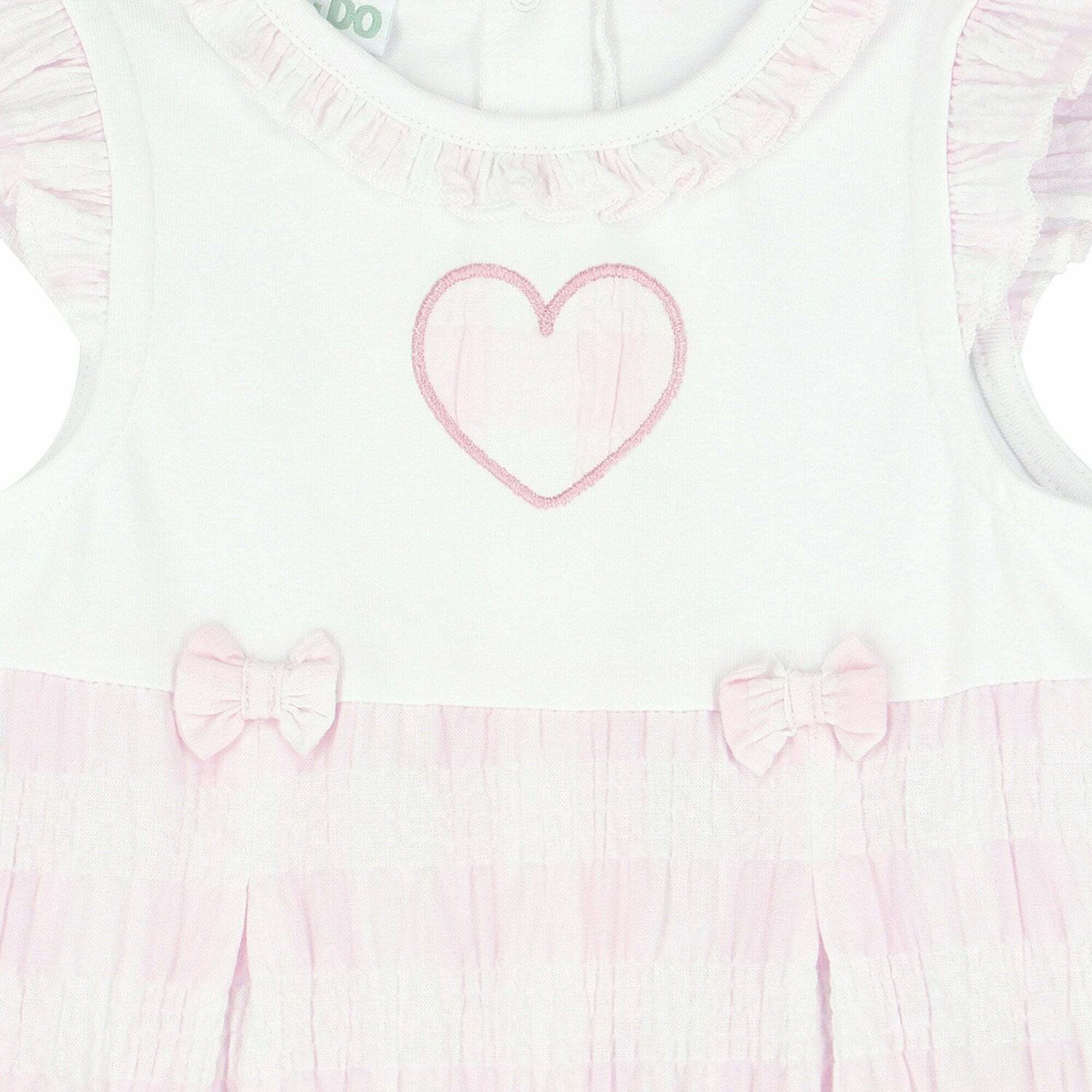 Baby Girls Pink & White Embroidered Romper, 1, hi-res image number null