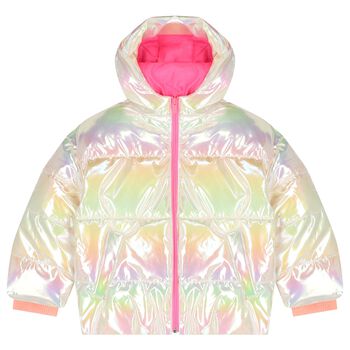 Girls Ivory Iridescent Puffer Coat