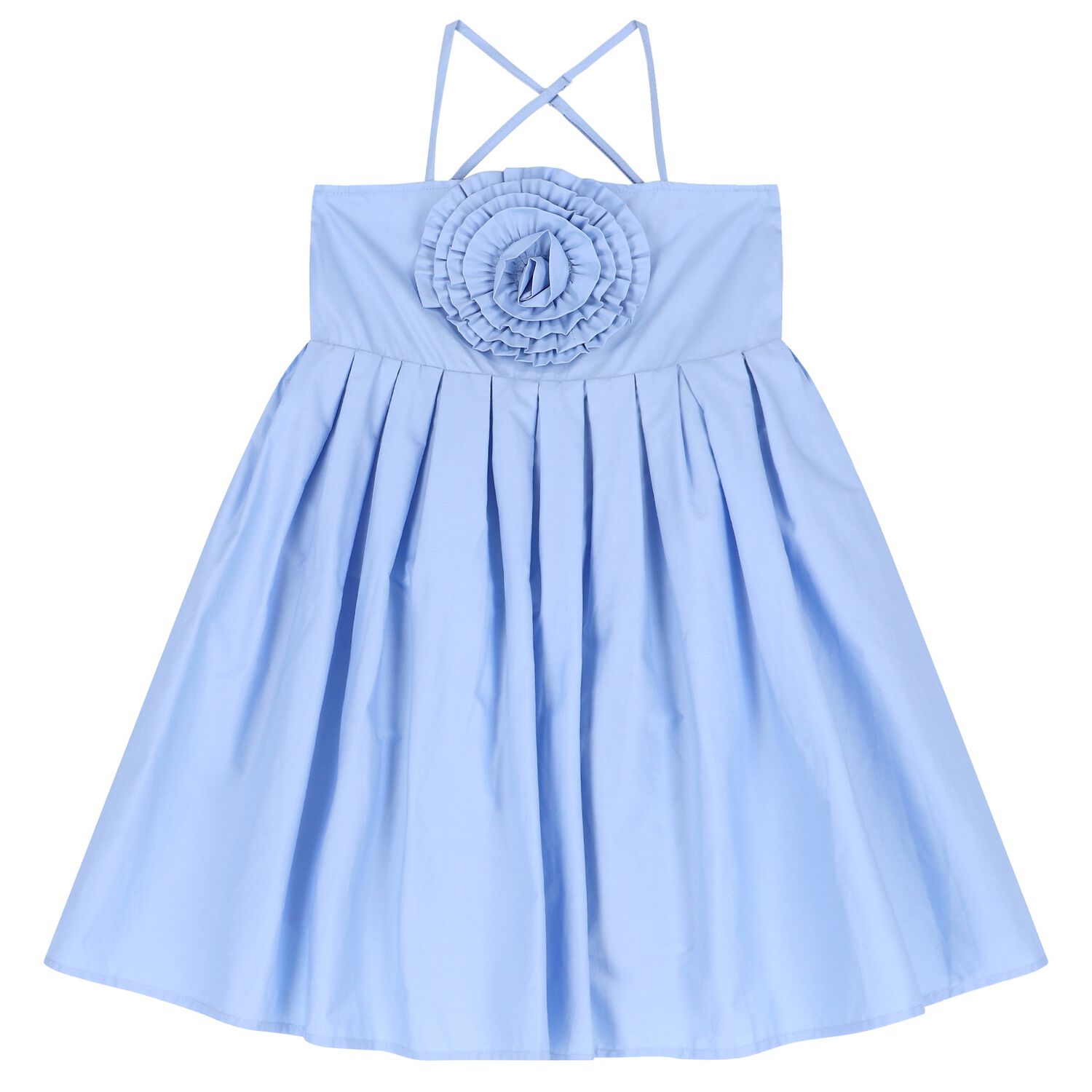 Girls Blue Flower Dress, 1, hi-res