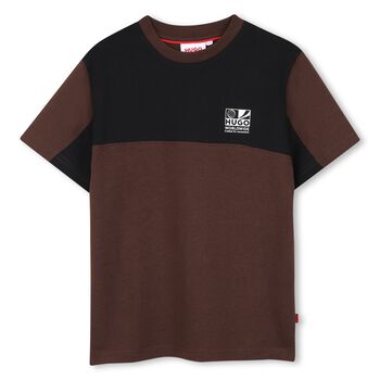 Boys Brown & Black Logo T-Shirt