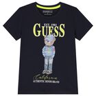 Boys Navy Blue Teddy Bear Logo T-Shirt, 2, hi-res
