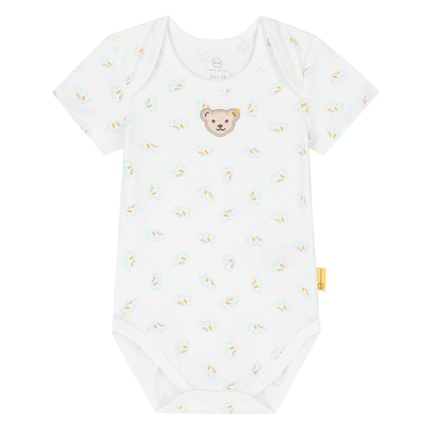 Baby Boys White Elephant & Teddy Bodysuit, 1, hi-res