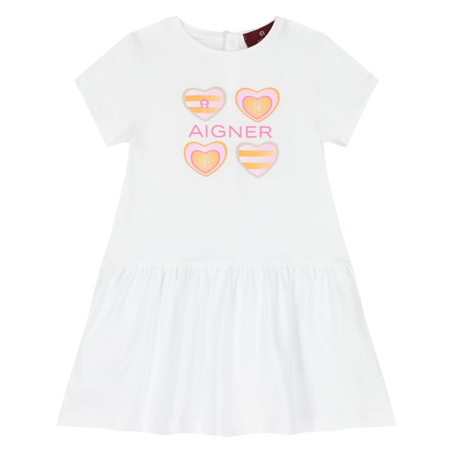 Younger Girls White Logo Dress, 1, hi-res