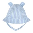 Baby Boys White & Blue  Striped Shorts & Hat Set , 1, hi-res