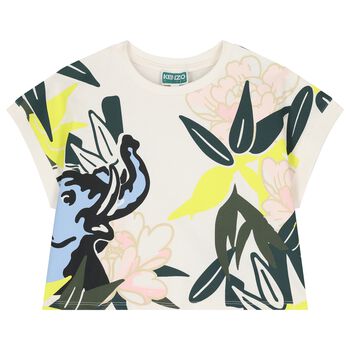 Girls Ivory Elephant Jungle T-Shirt