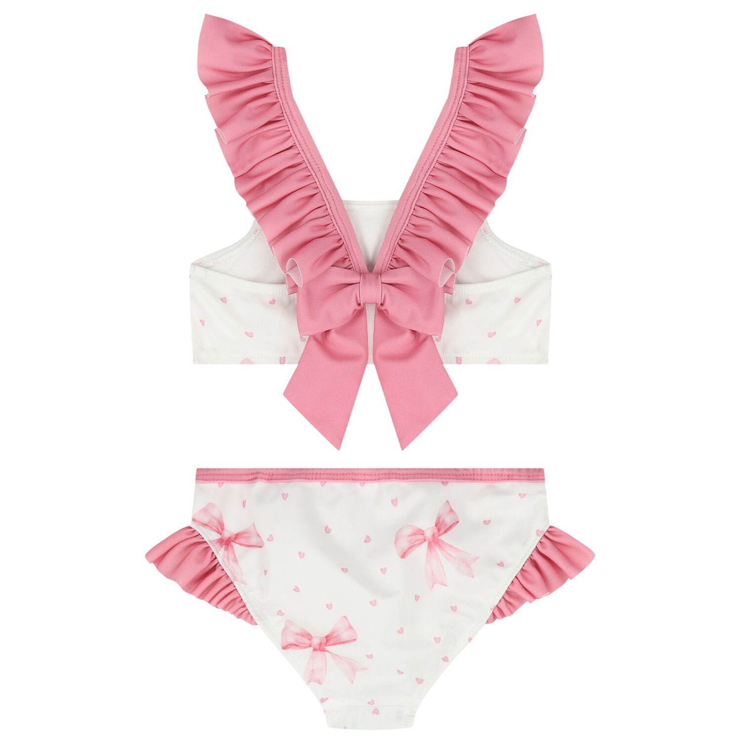 Girls White & Pink Bow Bikini, 1, hi-res