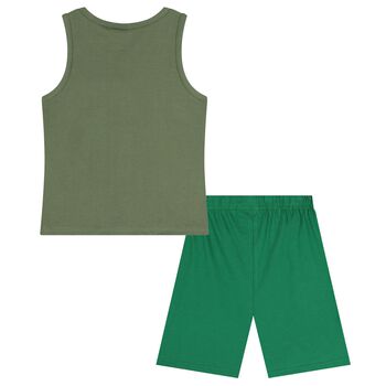 Boys Green Avengers Shorts Set