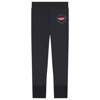 Girls Black Logo Leggings