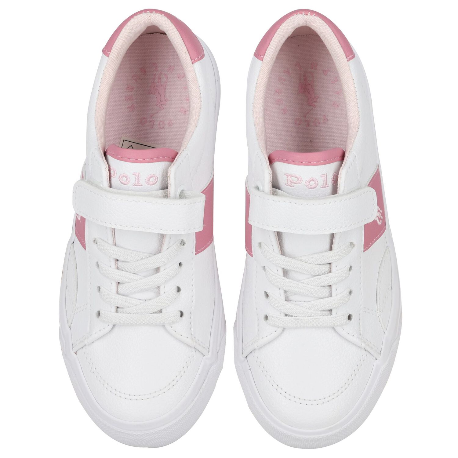 Girls White & Pink Logo Trainers, 1, hi-res
