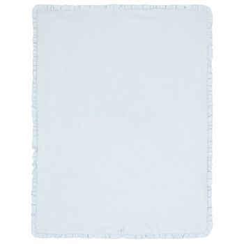 Baby Boys Blue Teddy Bear Ruffled Blanket 