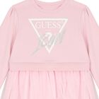 Girls Pink Logo Tulle Dress, 3, hi-res