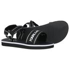 Girls Black & White Logo Sandals, 1, hi-res