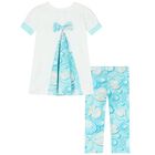 Girls White & Blue Logo Bag Leggings Set, 1, hi-res