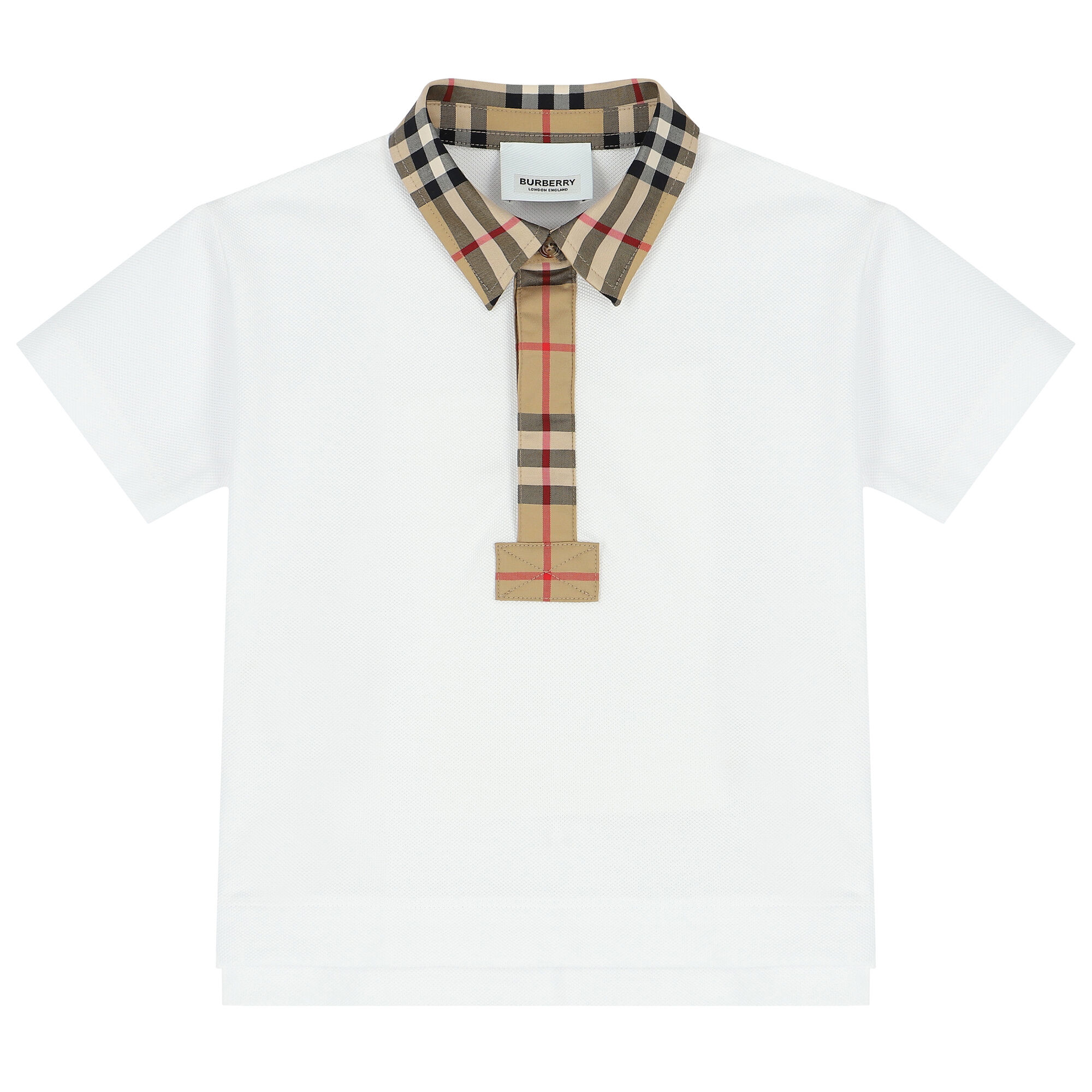Burberry Younger Boys White Checkered Polo Shirt Junior Couture