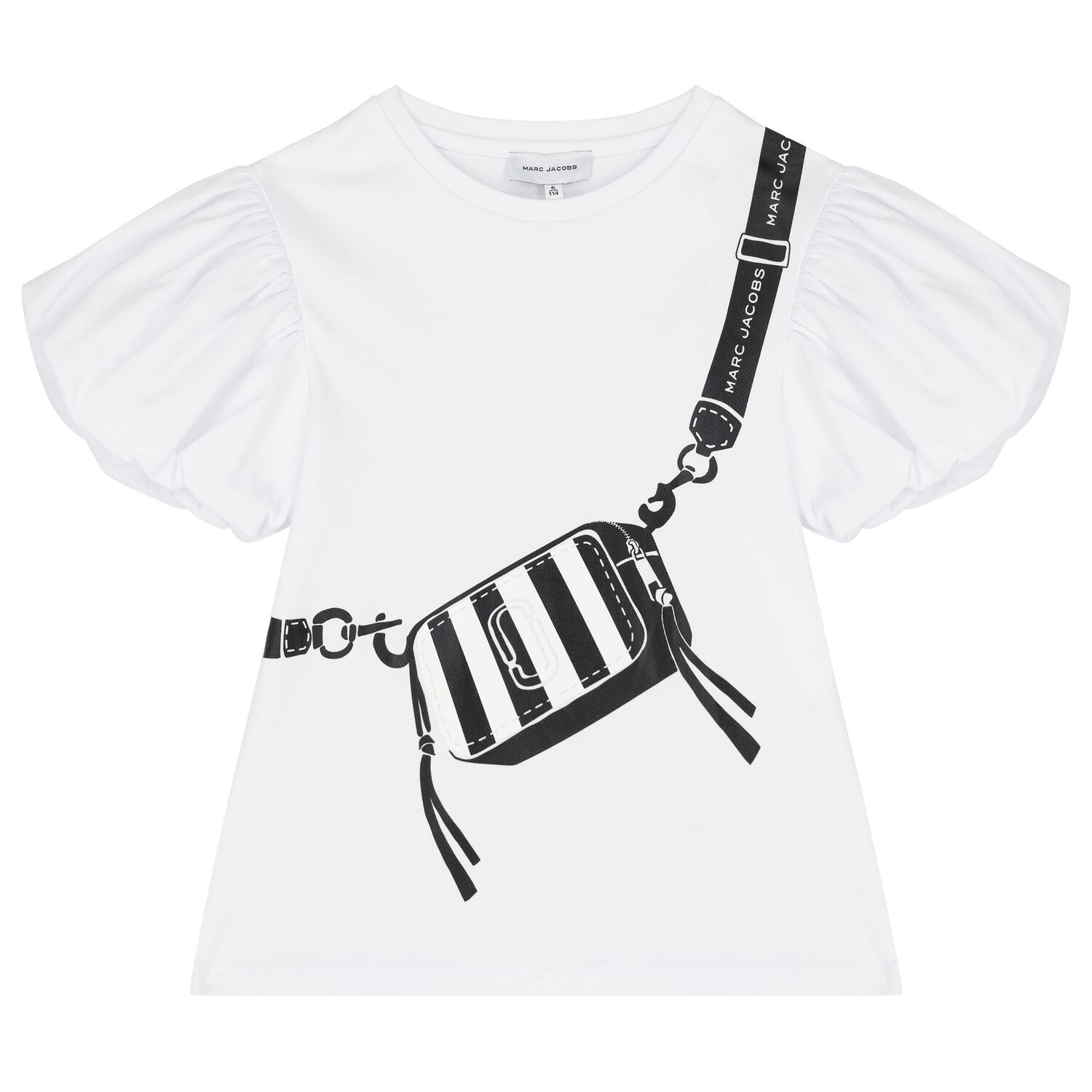 Girls White Logo Bag T-Shirt, 1, hi-res