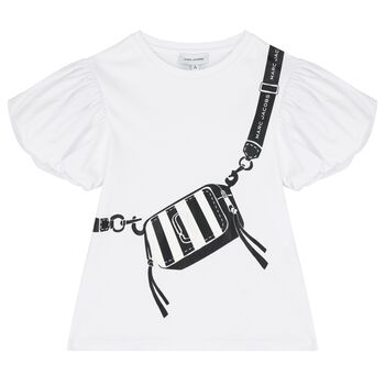 Girls White Logo Bag T-Shirt