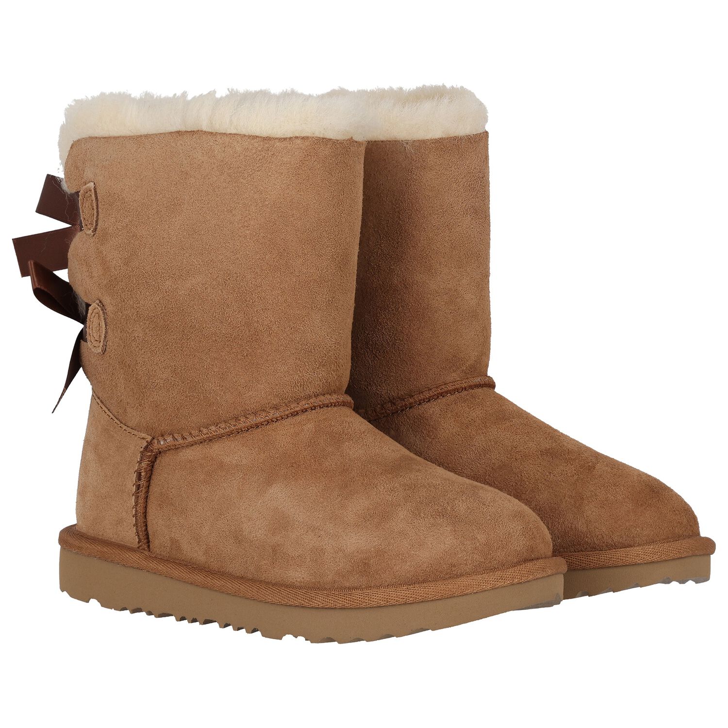 Girls Chestnut Brown Bailey Bow II Suede Boots, 2, hi-res