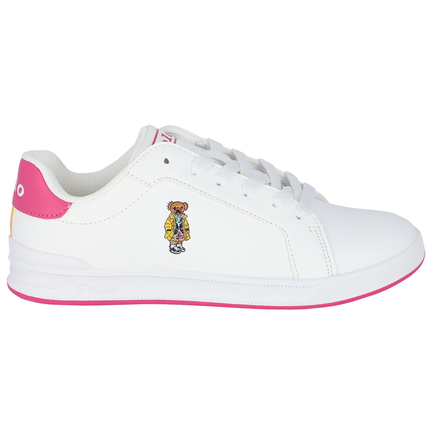 Girls White Logo Trainers, 1, hi-res