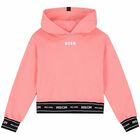 Girls Pink Logo Hooded Top, 1, hi-res