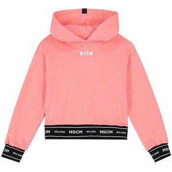 Girls Pink Logo Hooded Top