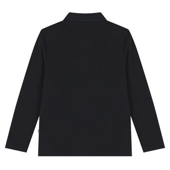Boys Black Logo Long Sleeve Polo Shirt