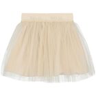 Girls Beige & Gold Tulle Skirt, 1, hi-res