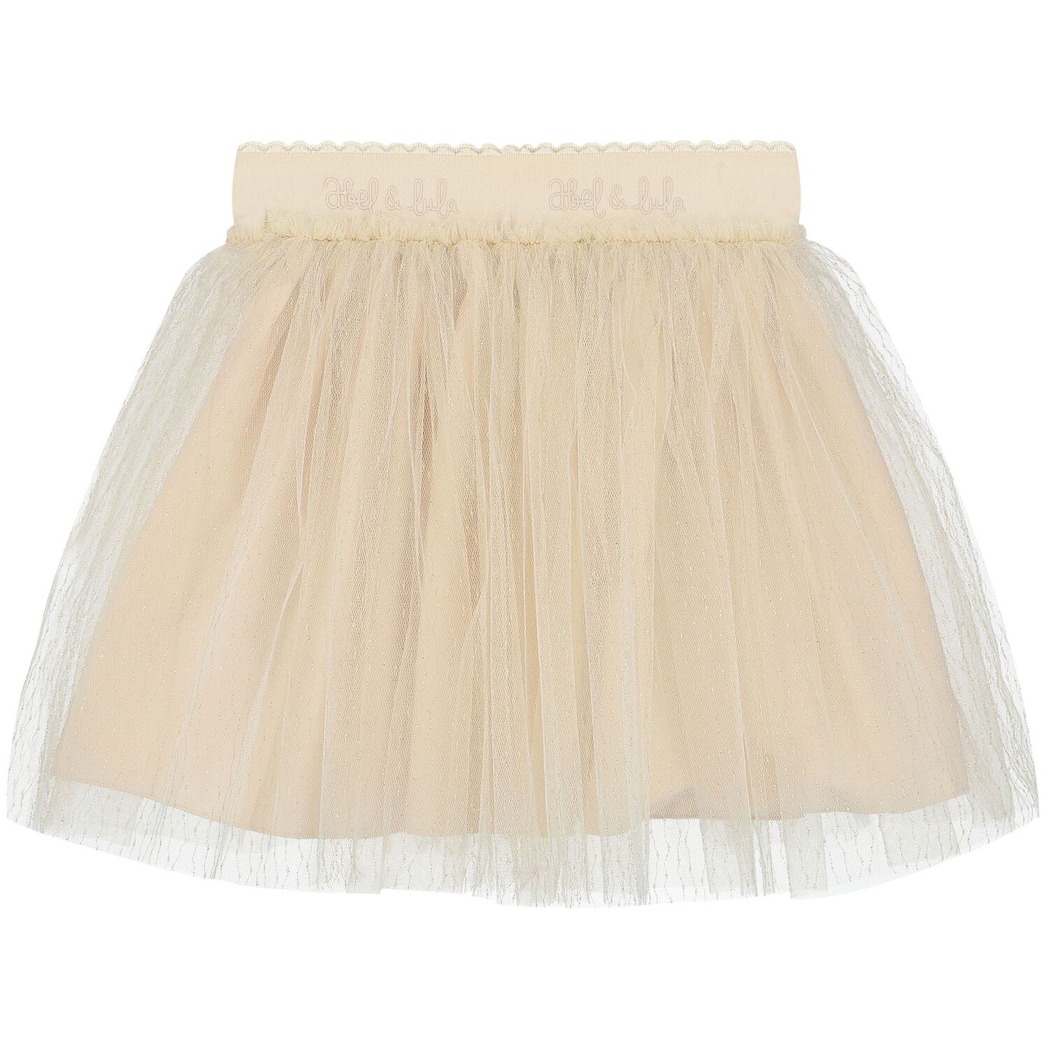 Girls Beige & Gold Tulle Skirt, 1, hi-res image number null