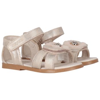 Girls Gold Flower Sandals