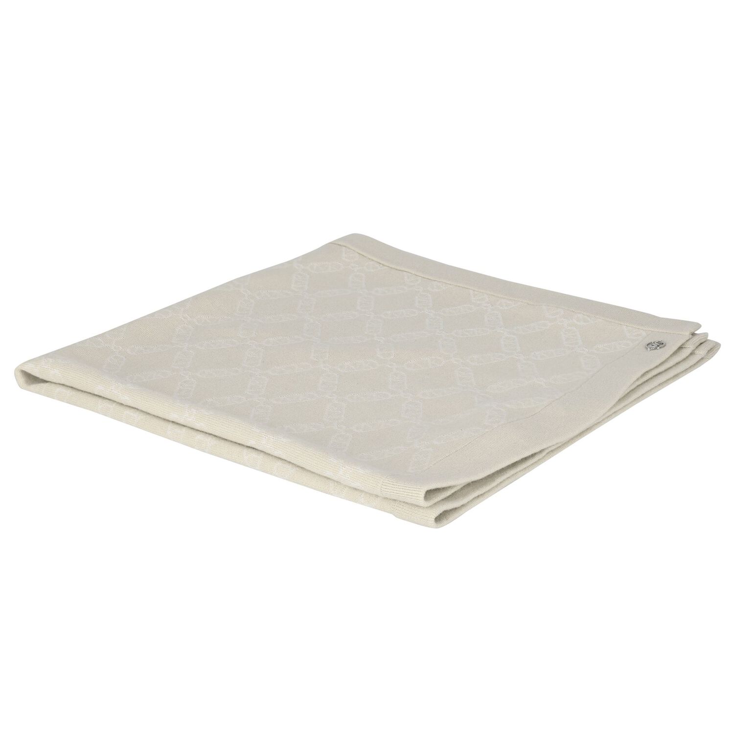 Baby Girls Beige & White Logo Blanket, 1, hi-res