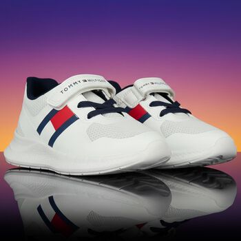 Boys White Logo Trainers
